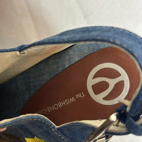 Wishbone Collection Platform denim sandals hippie boho 70s 60s size 9 - Picture 5 of 7